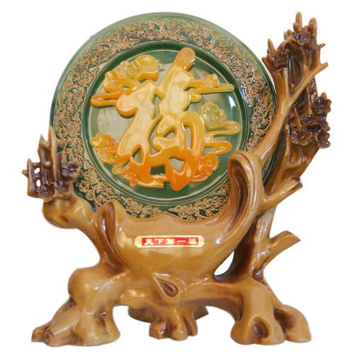 仿玉树脂工艺品 天下第一福摆件 招财 家装办公摆件 新房精致礼品